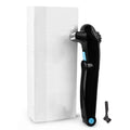 Black foldable electric body shaver showing compact storage design