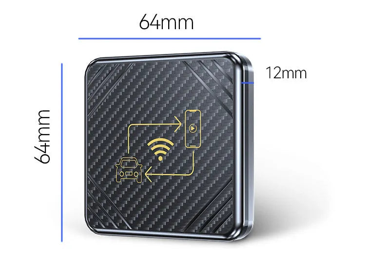 USB wireless CarPlay and Android Auto adapter box in gold and white colours