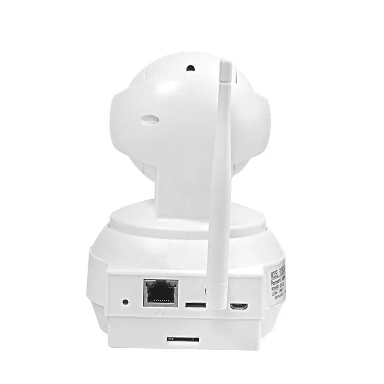 White ABS wireless smart dome camera with PTZ shaking head and 2MP lens for indoor monitoring