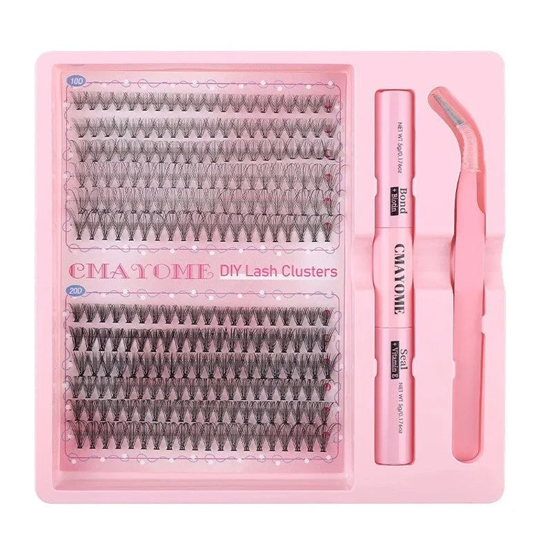 DIY single cluster individual false eyelashes in natural thick mixed split type style
