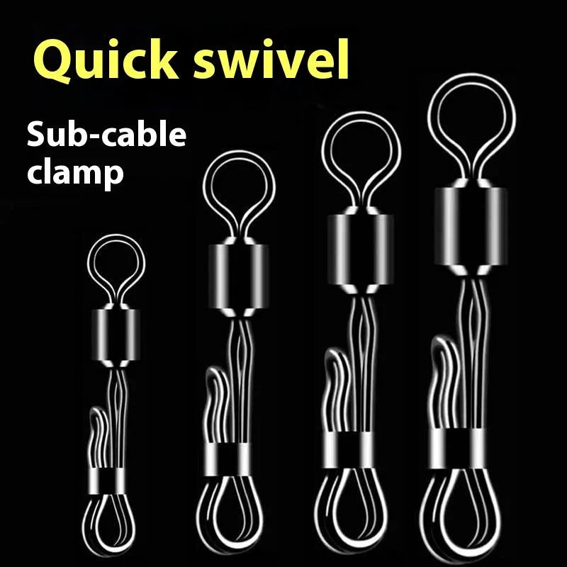 Brass quick change fishing barrel swivel with quick release mechanism in a 5-piece set