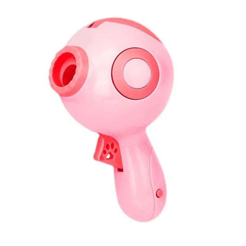 Green dog treat launcher toy for remote feeding and training with plastic construction