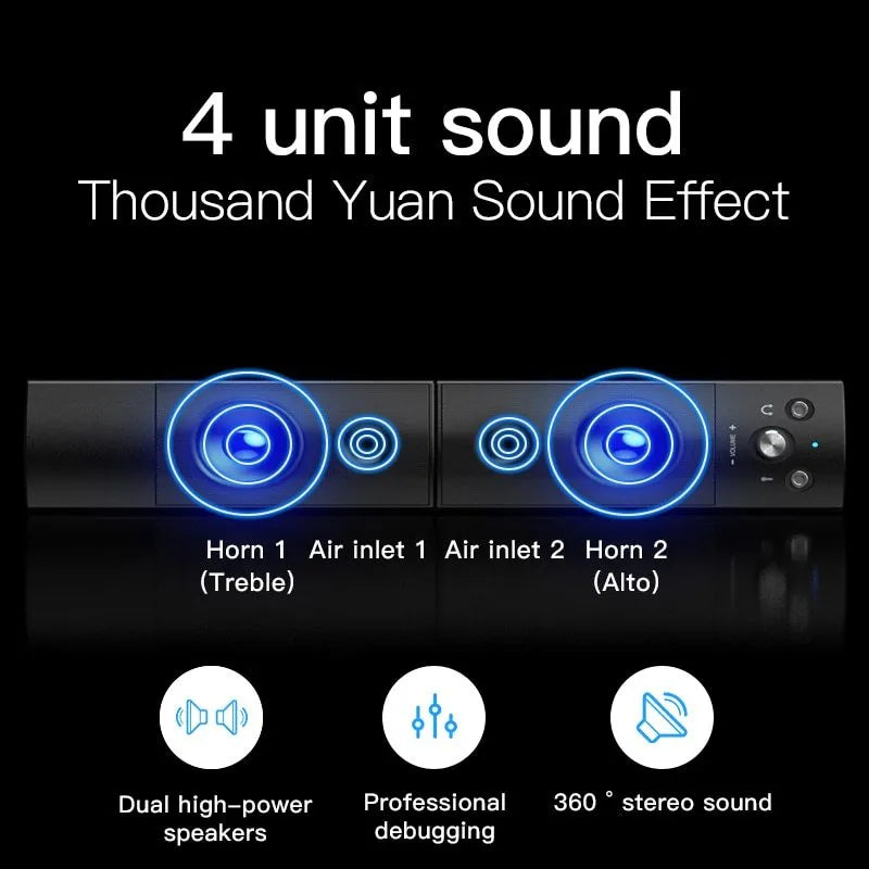 Small speaker subwoofer USB Bluetooth 5.0 wired 3.5mm HIFI sound phantom black