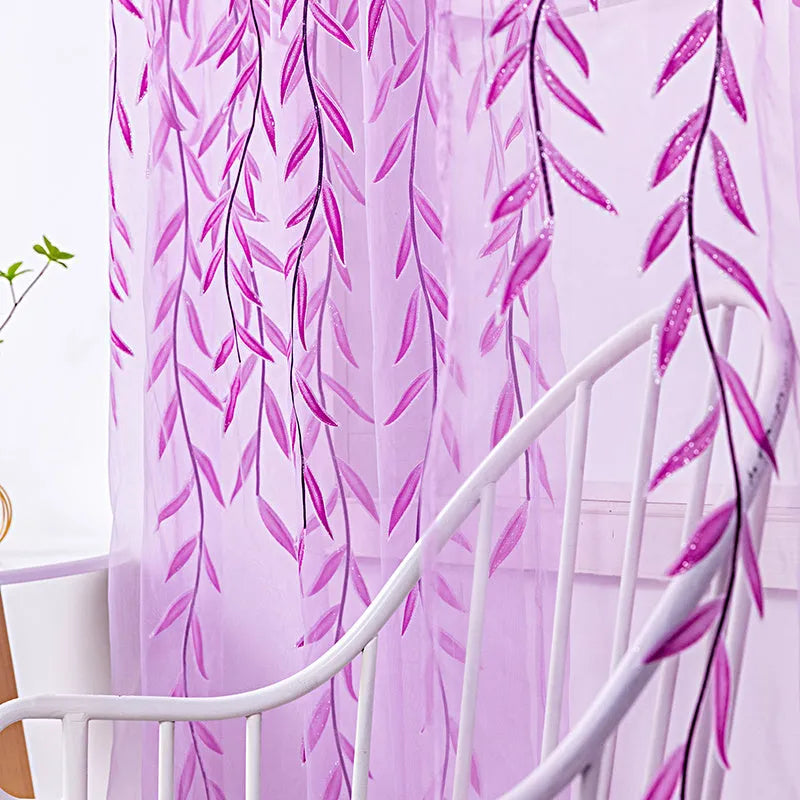 Inverted willow wicker pattern offset print curtain panel in green on white background
