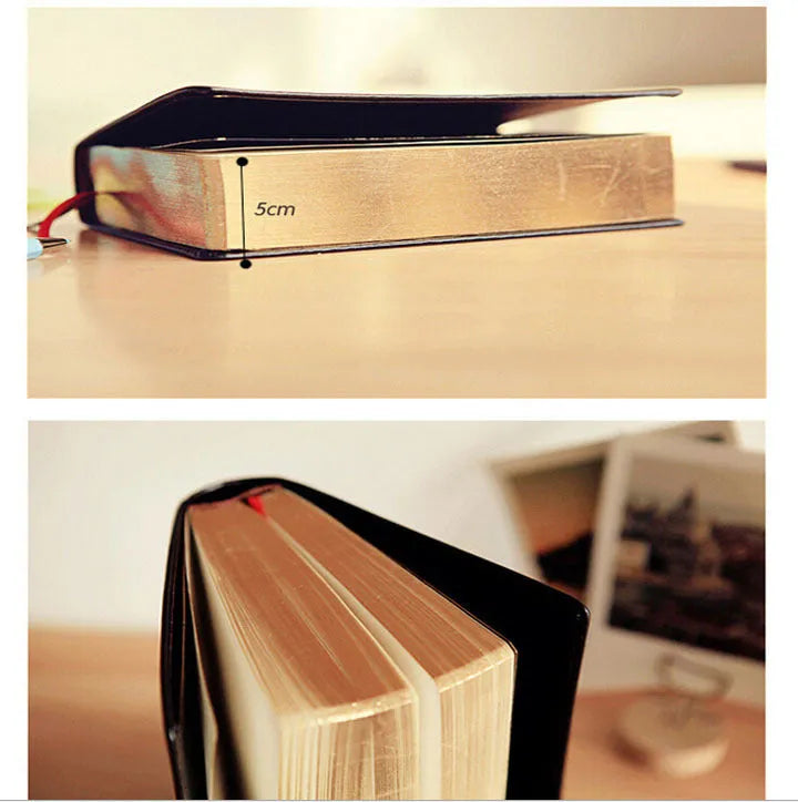 Large thick leather Phnom Penh notebook with 480 pages, gold cover, 17x12 cm