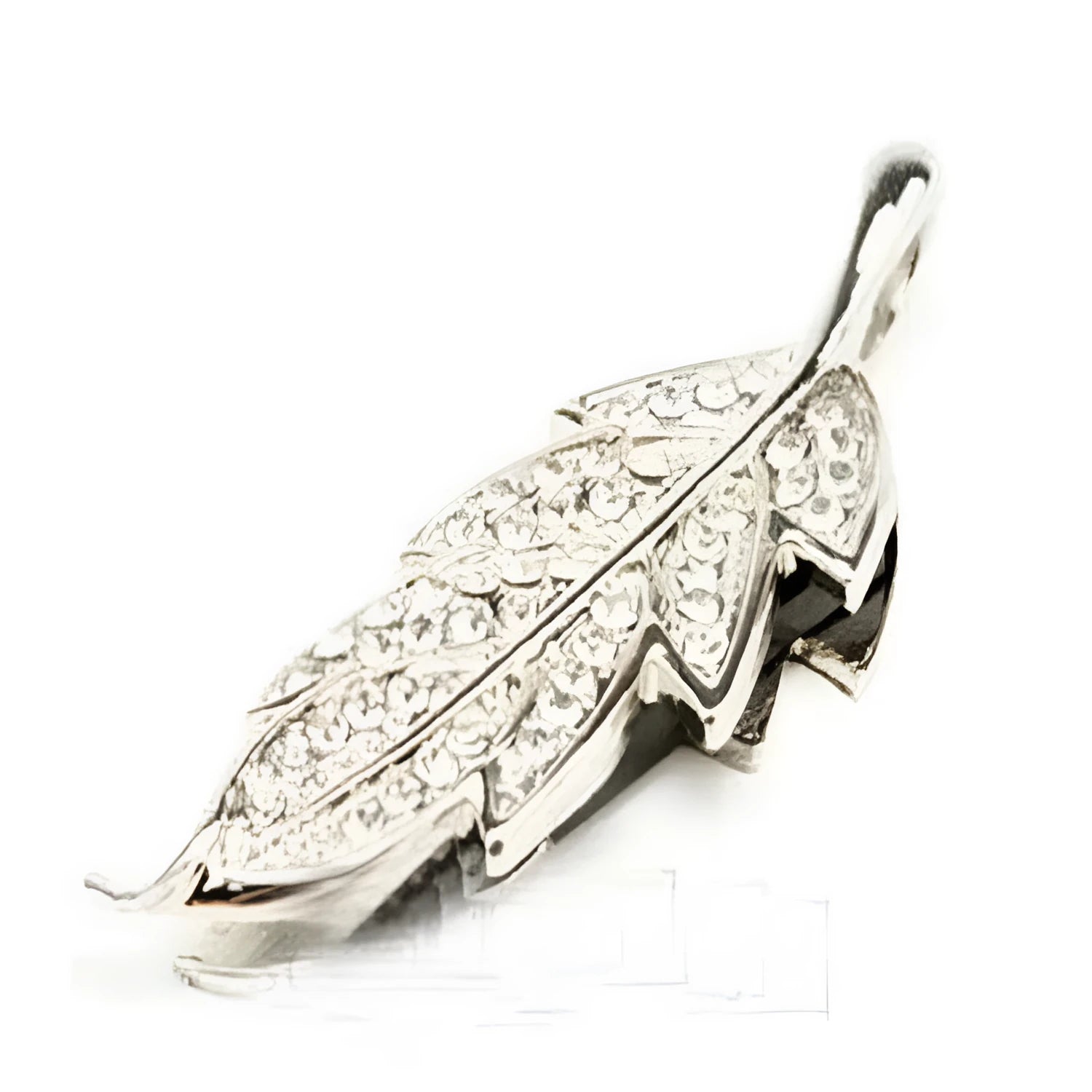Silver metal USB flash drive with crystal jewellery leaf maple leaf design showing dimensions