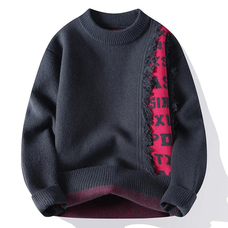 Men's loose knitted pullover in rabbit fur fabric, shown in a choice of colours.