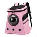Pet space capsule backpack carrier with transparent PC window, ventilation holes, and adjustable straps in black for small cats and dogs 35x31x25 cm