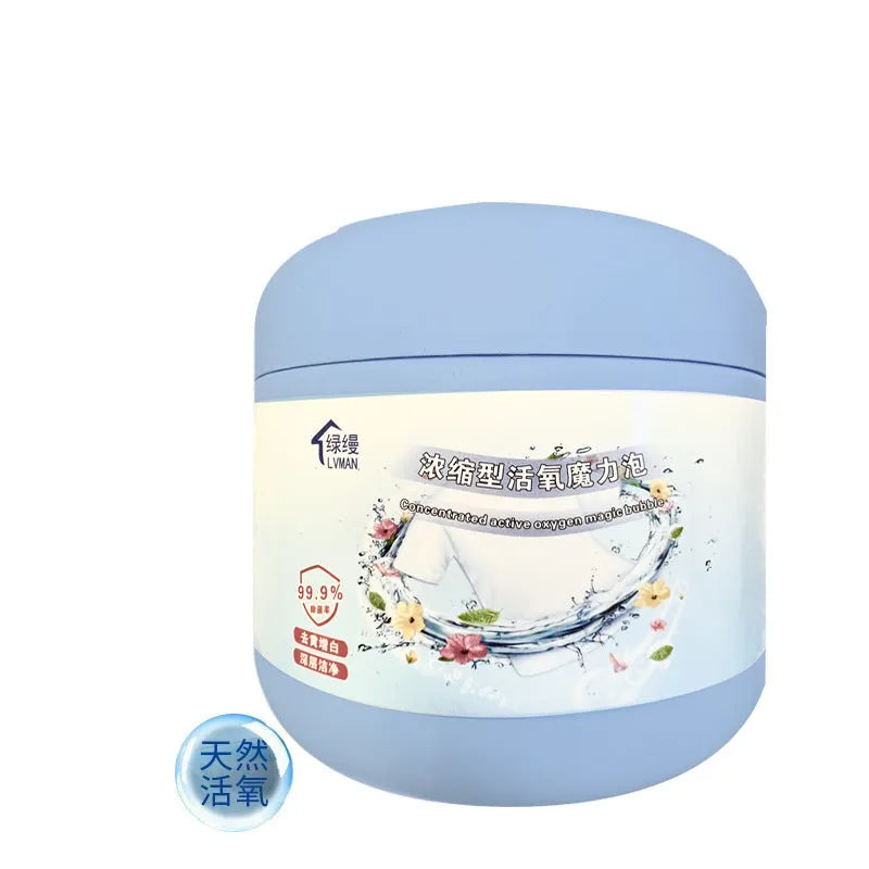 Bottle of enhanced active oxygen bleaching powder for laundry stain removal, 400g.