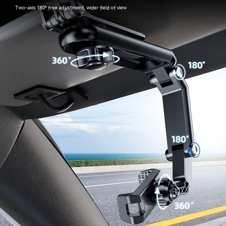 Car multi-function mobile phone bracket in black and green colour, showing one-clip stable design.
