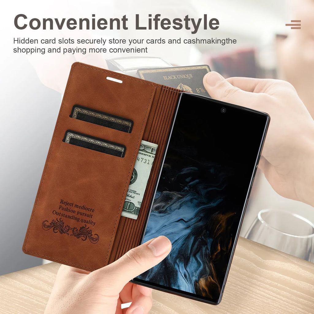 Fantasy Pair flip phone leather case for Google Pixel with magnetic closure and card slot in black