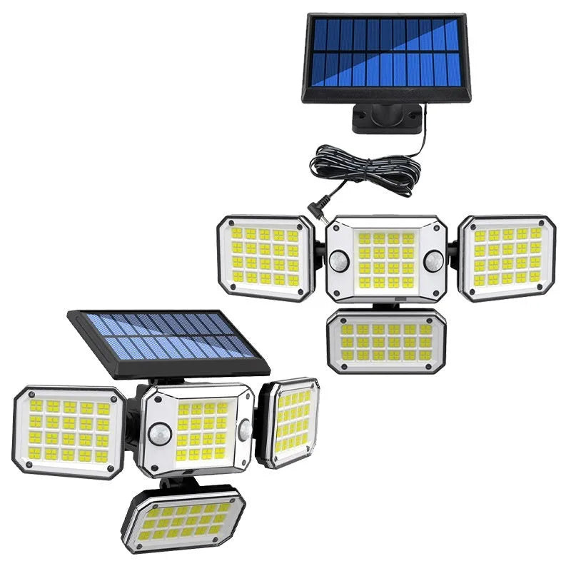 Solar-powered outdoor garden lamp with motion sensor and 180 degree illumination angle