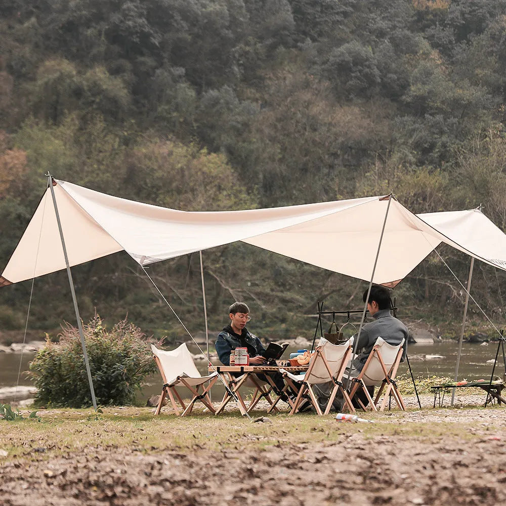 Aluminium alloy foldable camping clothes drying rack with triangle frame and multiple hooks