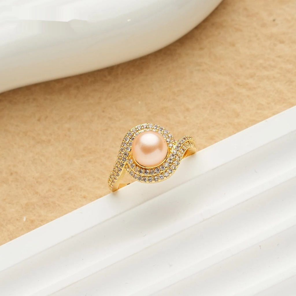Pearl ring in unisex style, Pearl Ring series, variant JZ042071, single ring accessory for hand wear