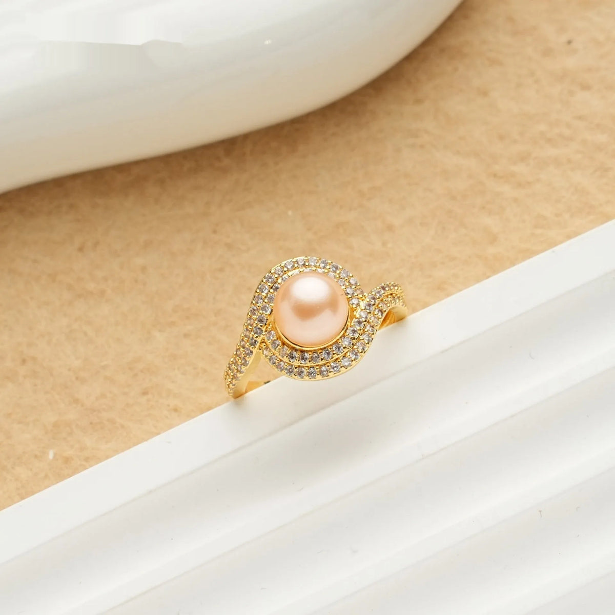 Pearl ring in unisex style, Pearl Ring series, variant JZ042071, single ring accessory for hand wear