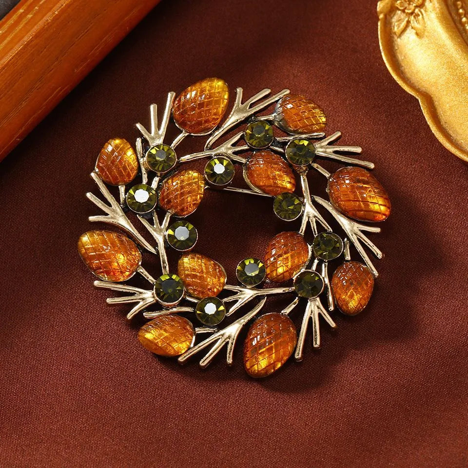 Creative Christmas Jelly Champagne Filbert Brooch retro alloy decorative pin unisex