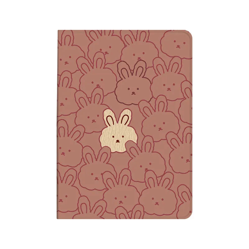 Cartoon rabbit silicone iPad case in book full screen style, compatible with multiple iPad models