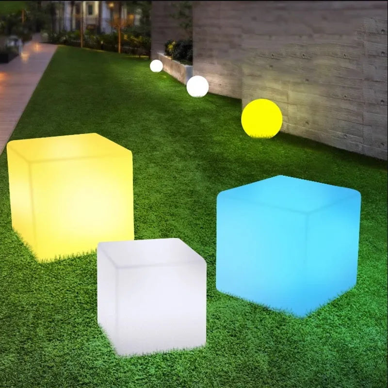 Square LED cube light stool with modern design for outdoor or indoor use