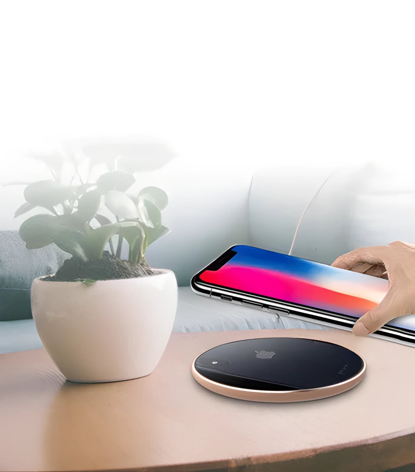 Ultra-thin aluminum wireless charging pad in metallic colour with LED indicator