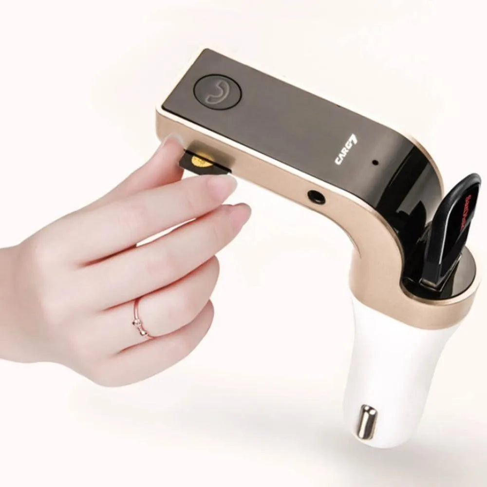 Vehicle Bluetooth receiver FM transmitter car kit in black with USB output and LCD display