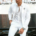 White slim fit two-piece men's wedding suit for groomsmen