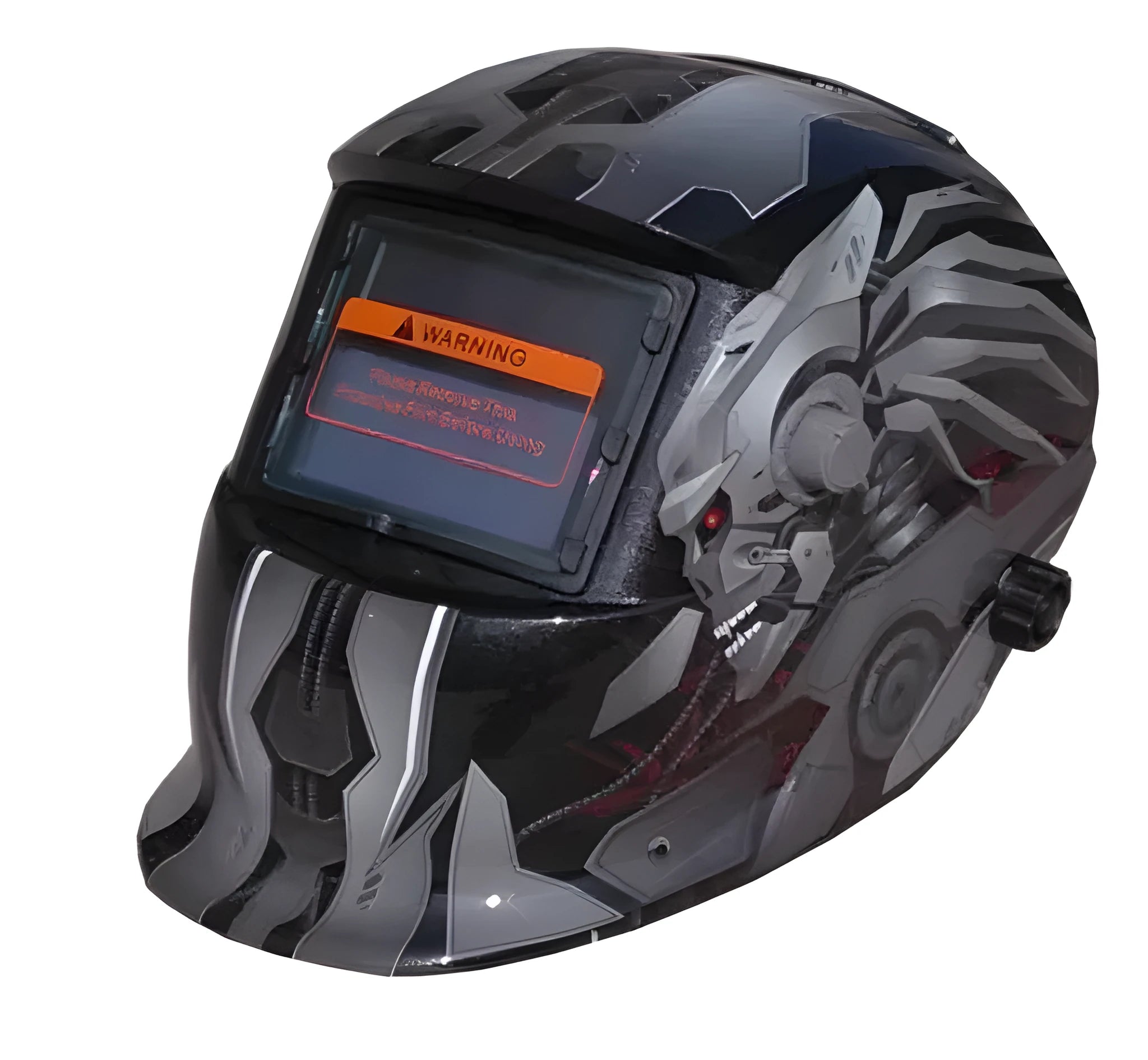 LCD solar welding helmet with auto-darkening lens and adjustable head straps in default colour