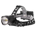 Black USB rechargeable telescopic zoom headlight torch with aluminium body