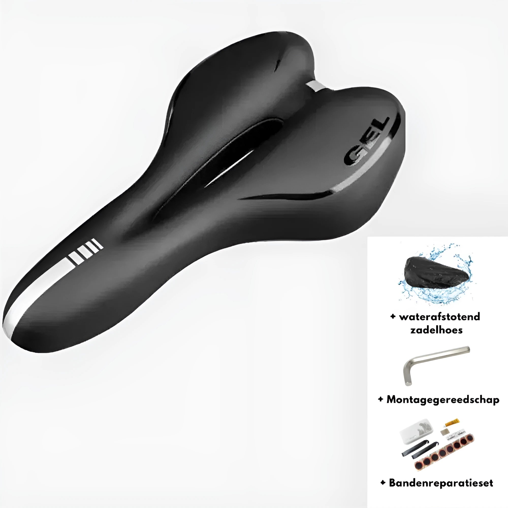 Bicycle cushion with PU leather cover, waterproof protection, wrench tool, and tire patch kit