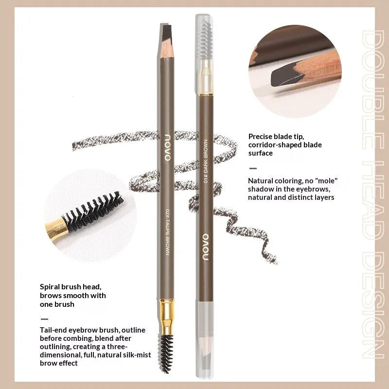 Natural Shaping Machete smudge-proof double-ended eyebrow pencil with brush in dark brown shade