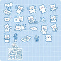 Morning Foam PET sticker pack with 40 pieces featuring bear and rabbit designs on white backing sheet