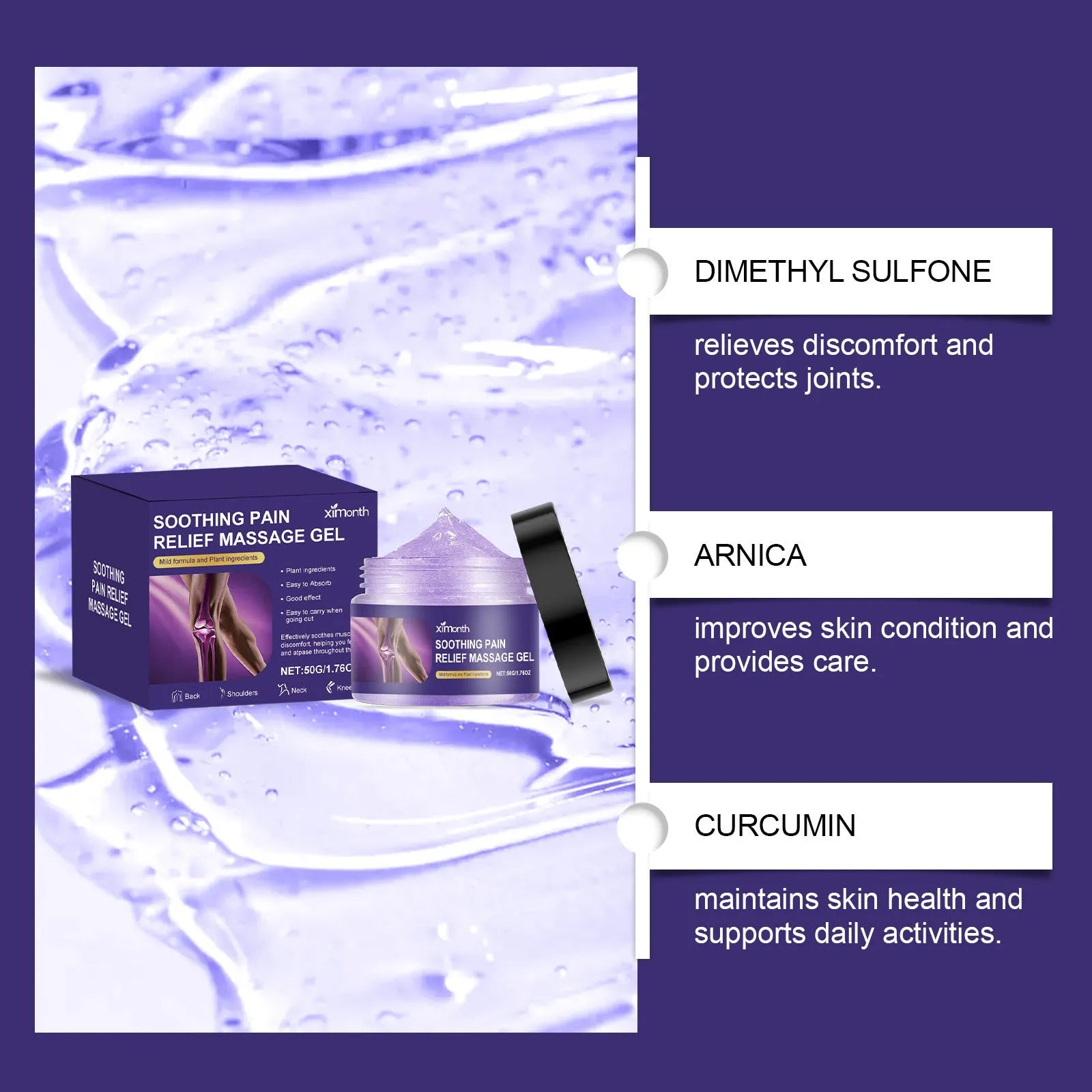 50g tube of body joint care gel for topical application on universal skin types
