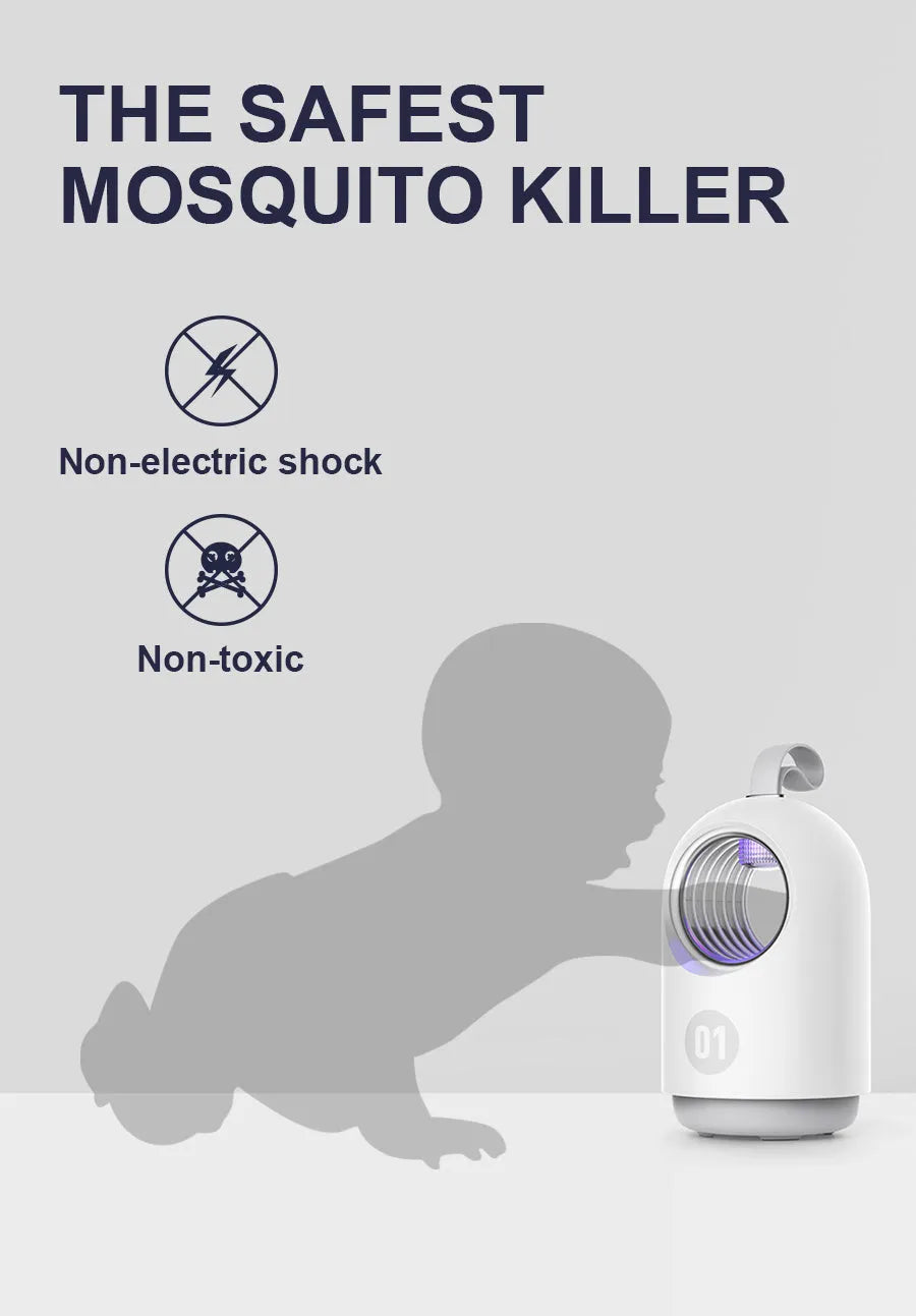 White and blue indoor mosquito killer lamp with UV light and silicone handle