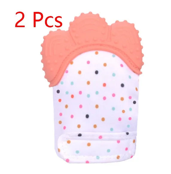 Silicone baby teether glove with Velcro strap in blue colour