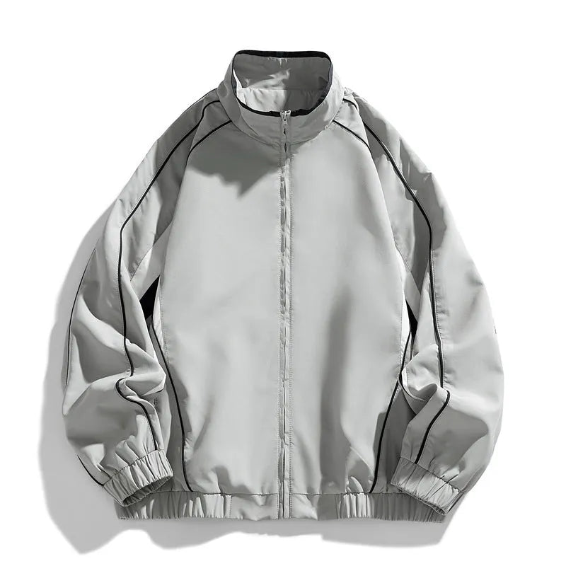 Men's loose fit polyester windproof coat in solid colour for spring autumn, shown in 1572 Amber Black