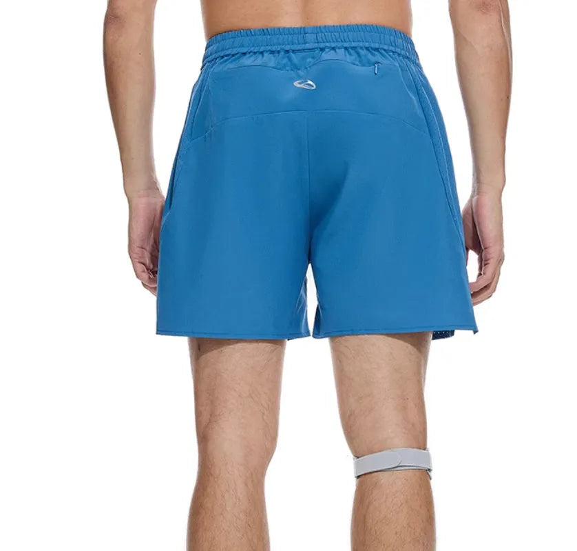 Mysterious Black four-point stretch running shorts with laser-punched stitching detail