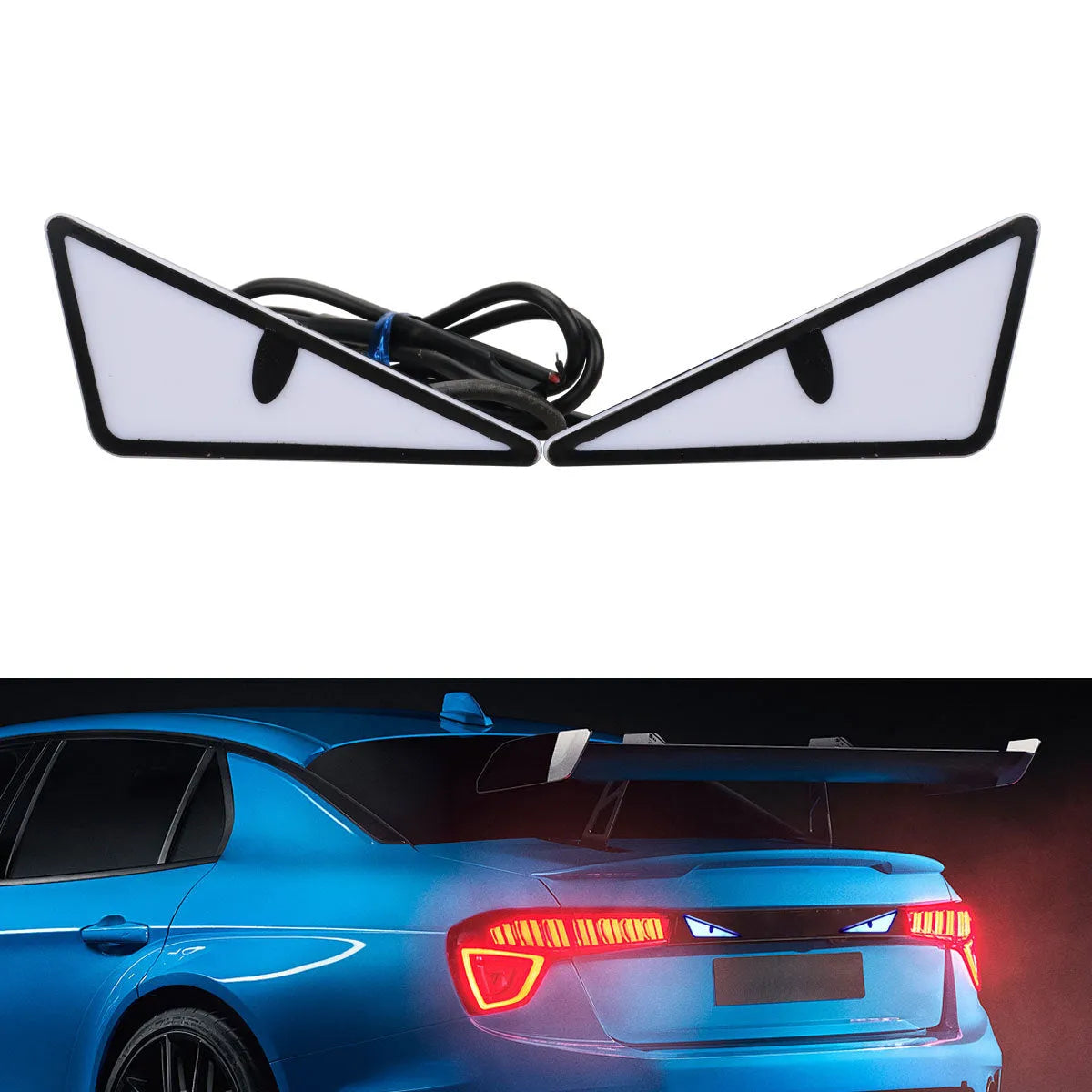 Triangle eyes motorcycle decorative light in semicircle shape plastic waterproof 12V set of two