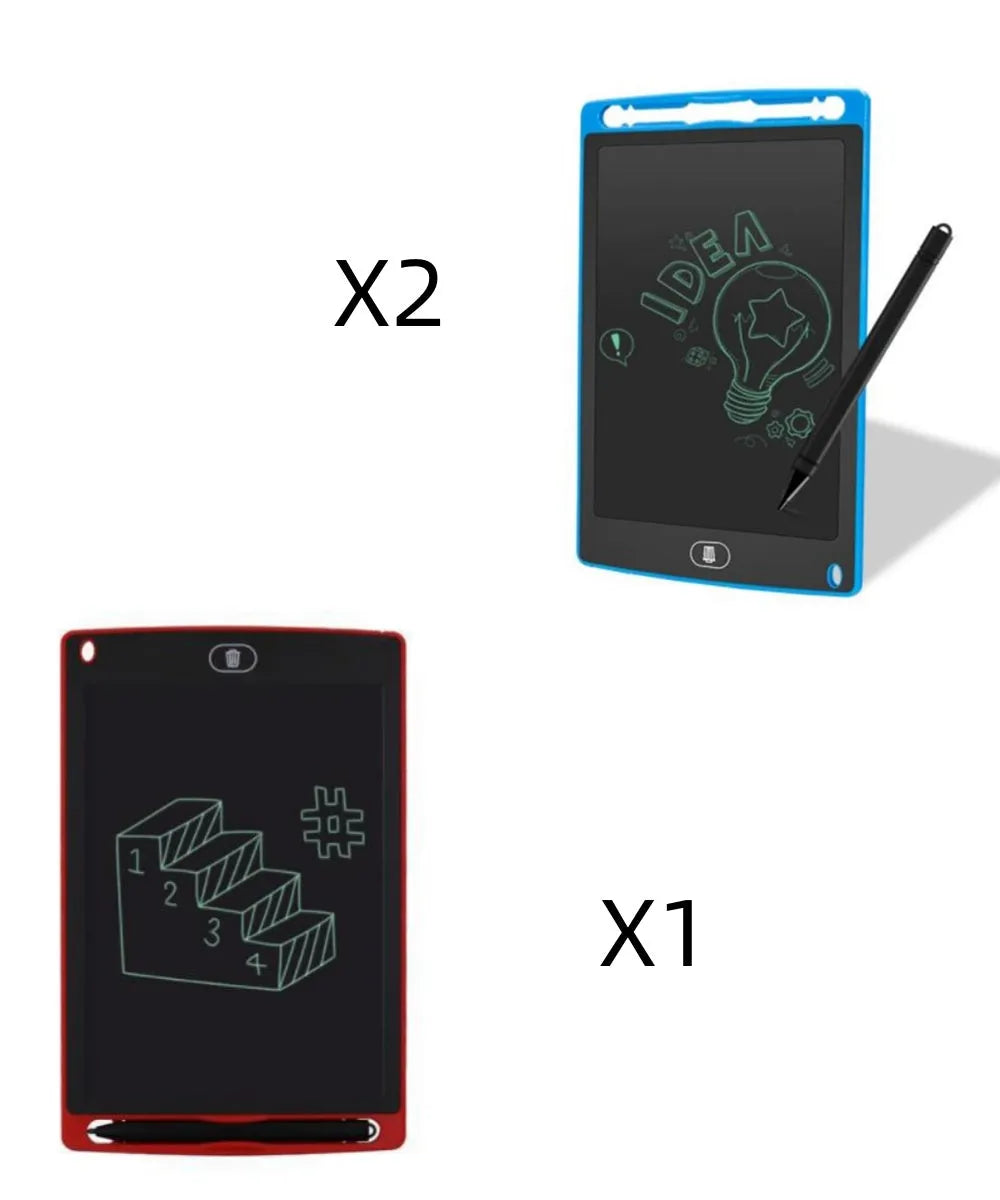 8.5 inch LCD writing board with stylus pen on a blue board