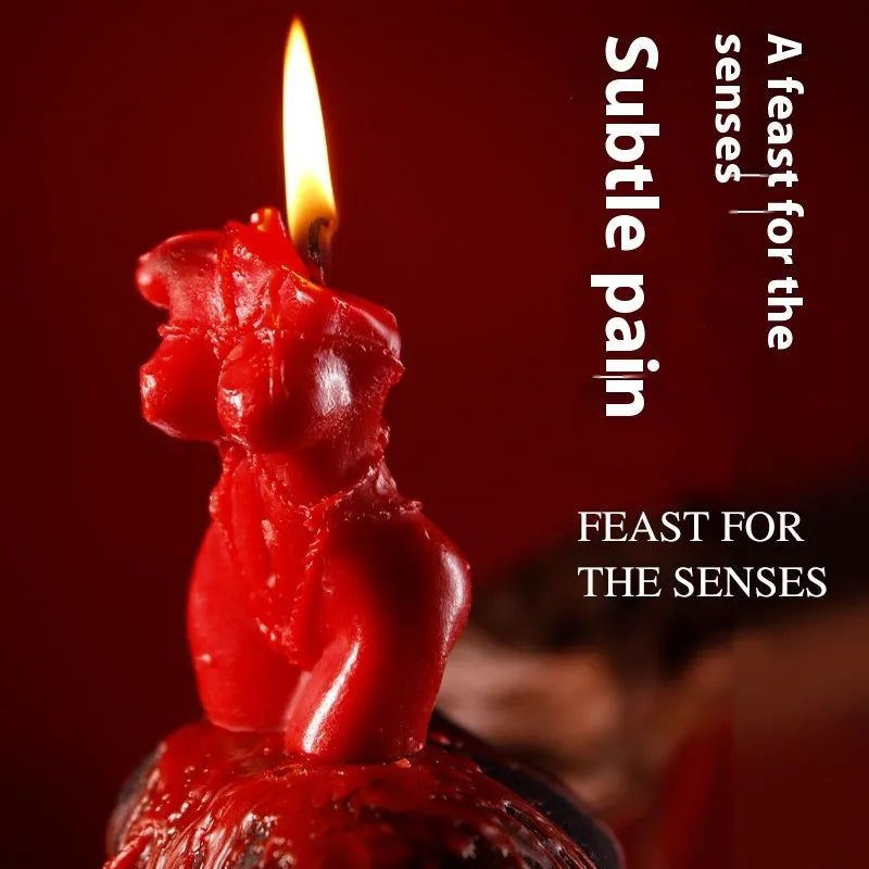 Smsexy low temperature fragrance candle in a bikini shape, available in rose red, spring pink, and lilac purple colours.