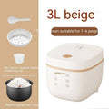 White beige intelligent multi-function rice cooker with black inner pot and accessories