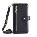 Samsung flip phone case in Black with card slot, kickstand, and magnetic closure for Galaxy S23 Ultra