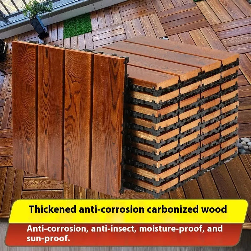 Camphor pine floor tile with brushed wax oil finish measuring 30x30cm