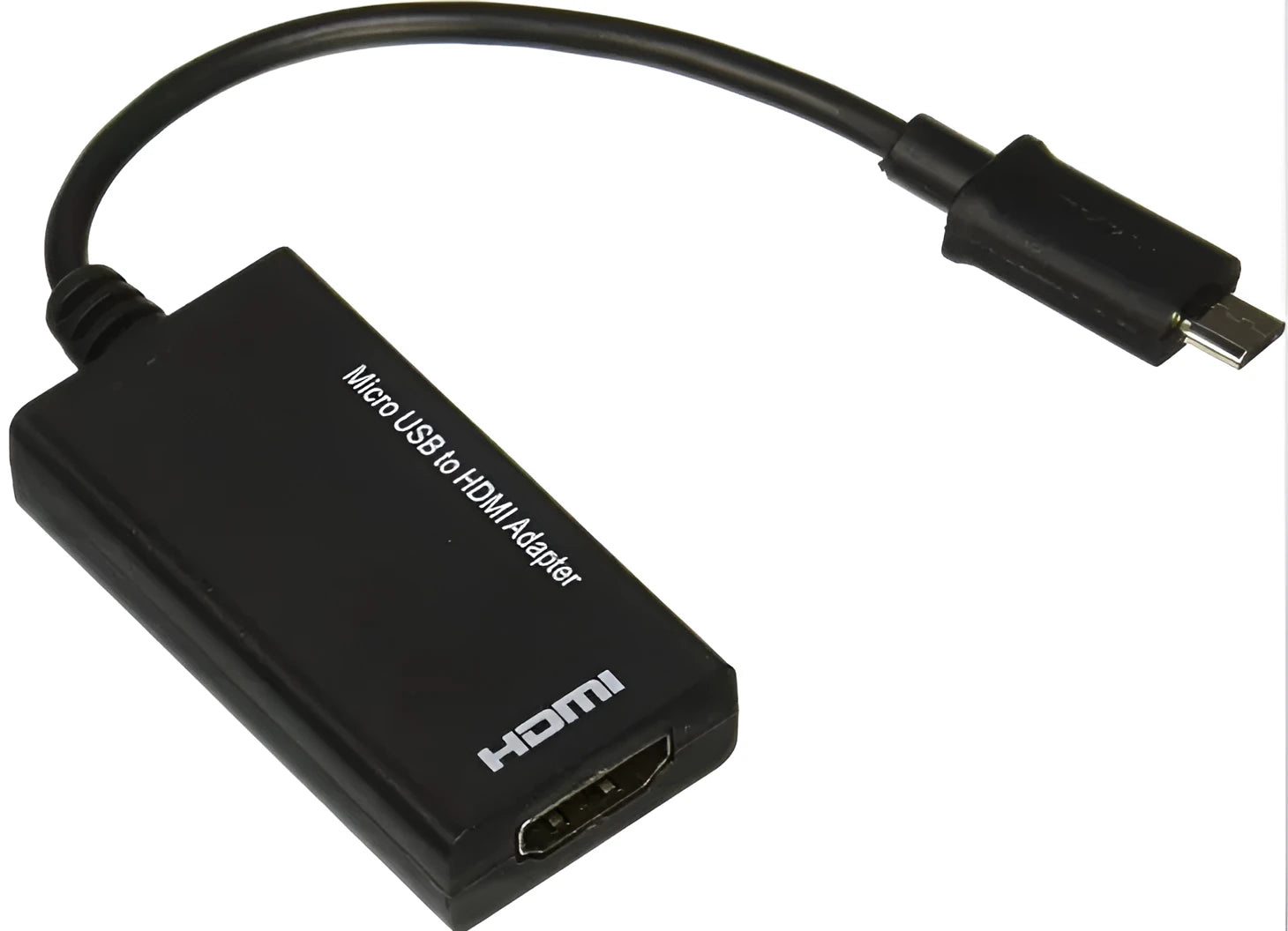 Black DisplayPort to HDMI adapter with a 12cm cable attached