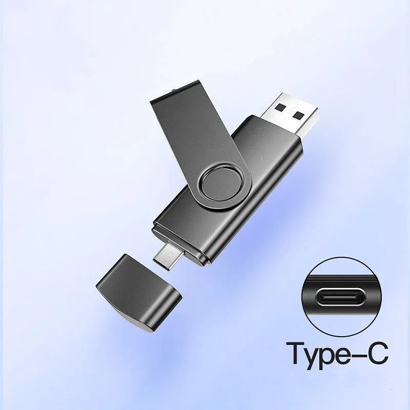 Computer dual-use USB flash drive with matte aluminium alloy casing, USB 2.0, in Extreme Black