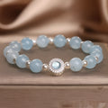 Natural aquamarine crystal bracelet for women in sky blue with original design