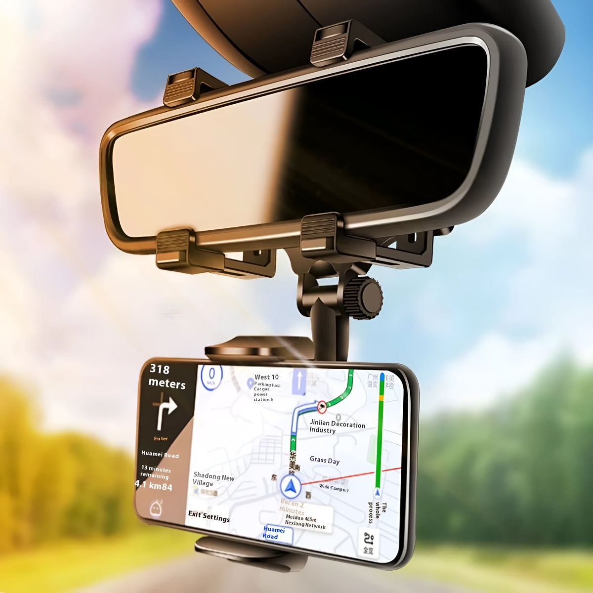 Rearview mirror clip-on car mobile phone navigation bracket in alloy UFO aromatherapy and rearview mirror styles
