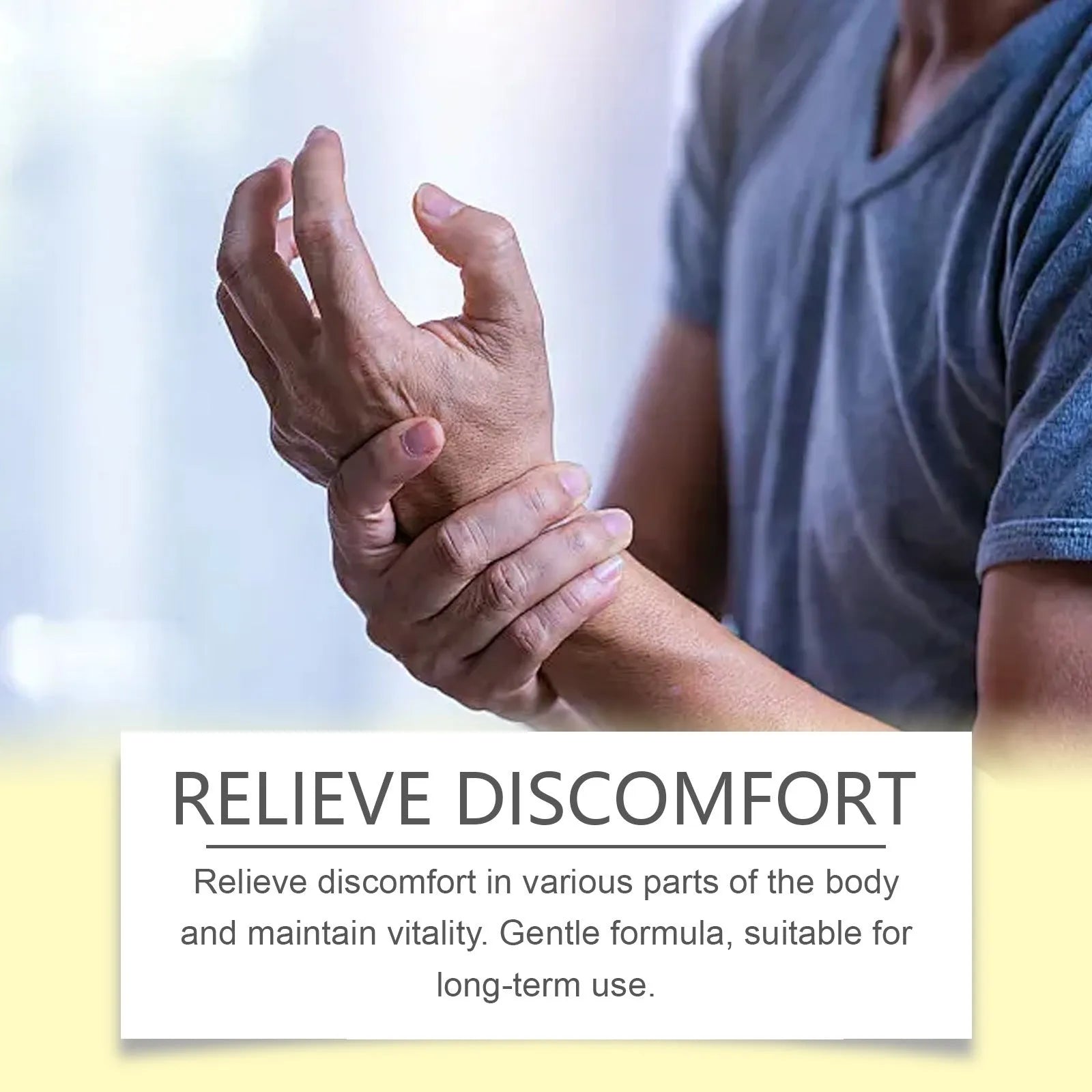Body care adhesive wrap bottle containing 60 capsules for joint comfort massage applications