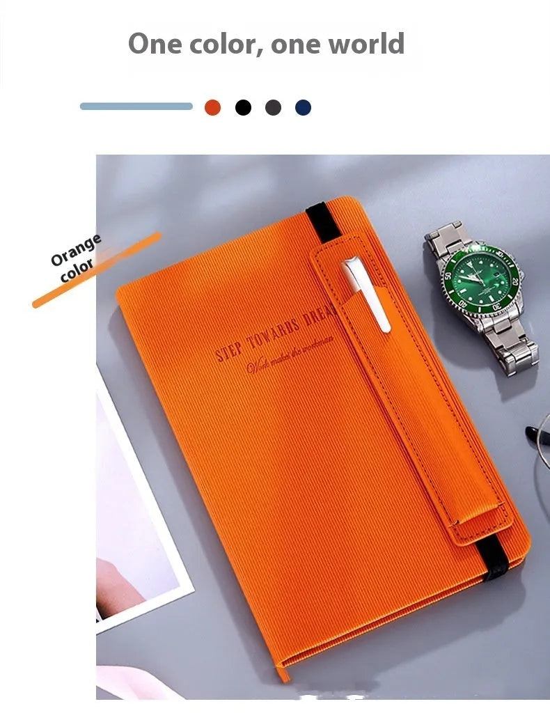 A5 faux leather notebook with 200 pages of Dorian paper, wired binding, blue cover