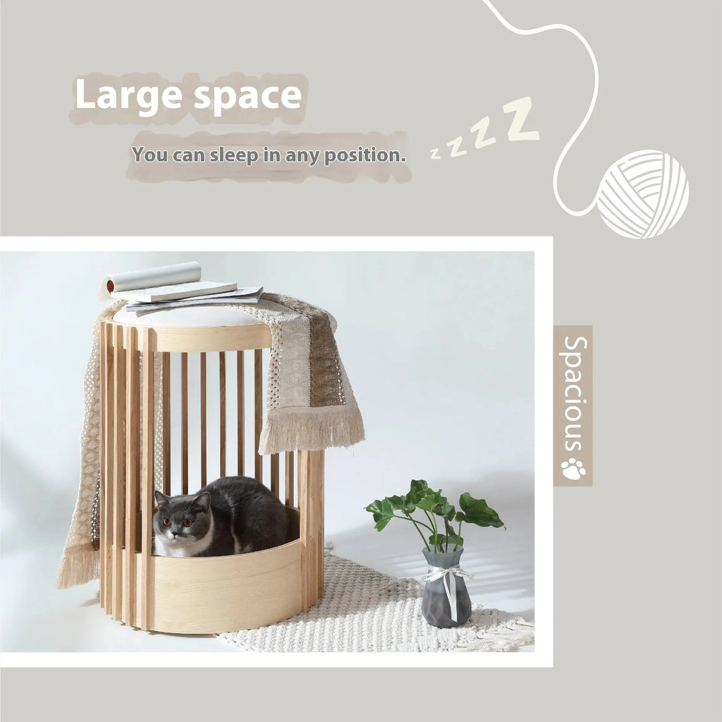 Simple solid wood cat climbing frame with 40x60cm size and bite-resistant column for indoor use