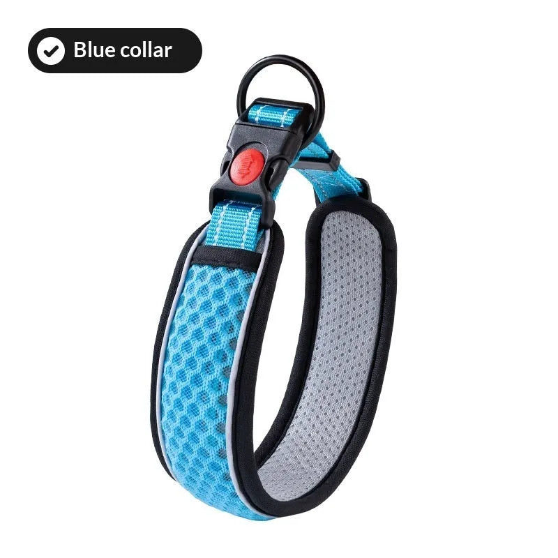 Acrylic pet collar with colour grid pattern in orange, blue or red, available in sizes XS to L for neck 28-58cm
