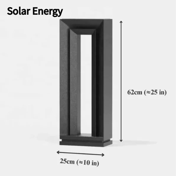 Square stainless steel and acrylic solar courtyard garden lamp with geometric design for outdoor landscape lighting.